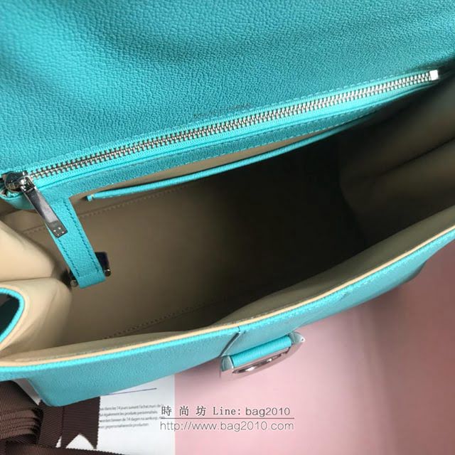 DELVAUX女包 2019春夏最新色 專櫃原廠皮 德爾沃女手提包 DV0028松石藍 中號 Delvaux單肩斜挎包  fcs1164